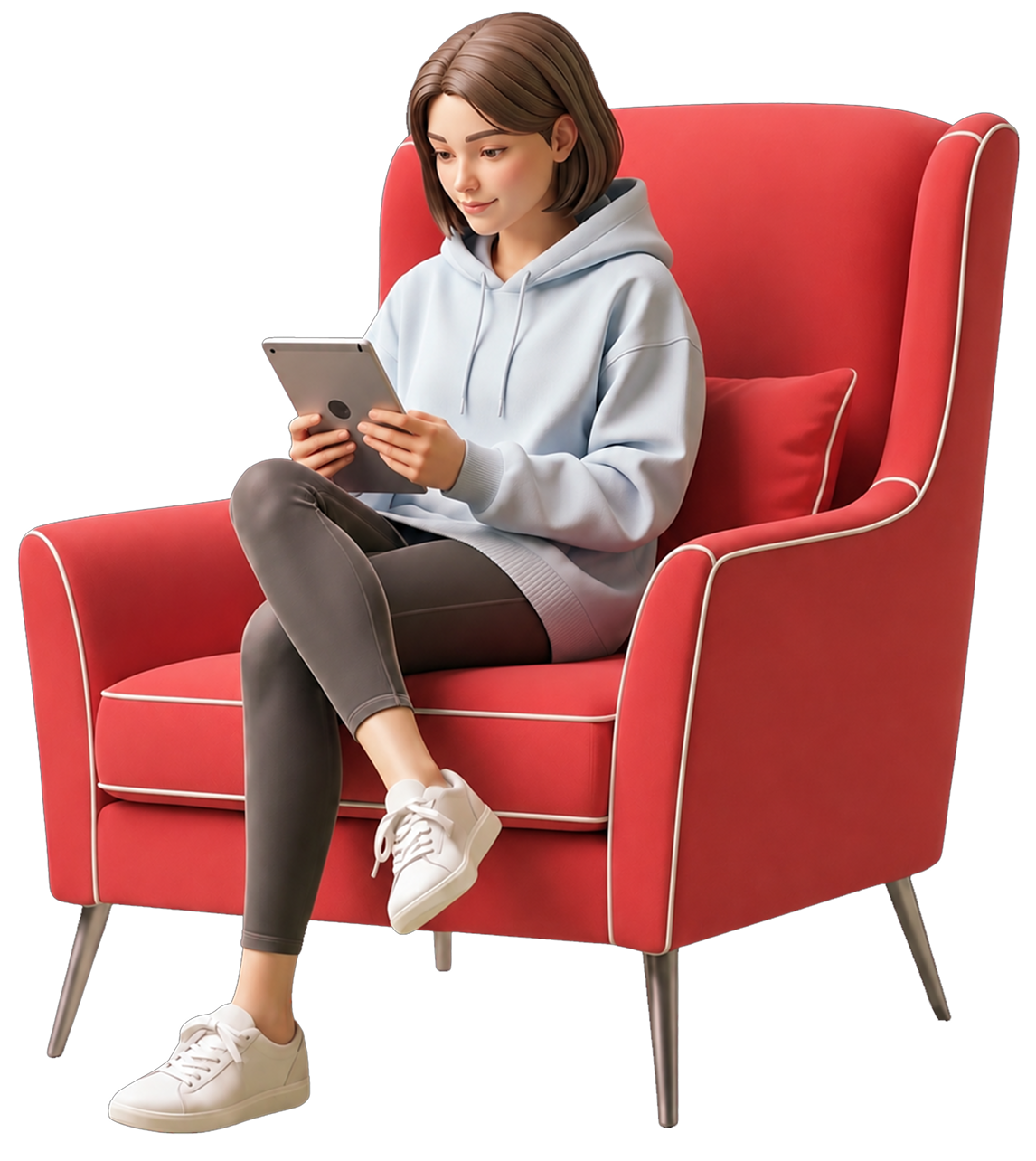 Mara bucht den Termin am Tablet
